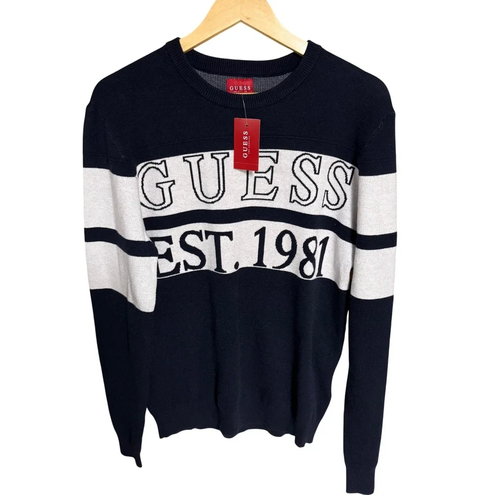 GUESS Los Angeles Mens Bruno Logo‎ Sweater, Est. 1981, Crew Neck, Knit